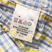 90s 00s LACOSTE ラコステ チェック BD ボタンダウン シアサッカー 半袖シャツ 4/イエロー×ブルー メンズ オールド ファブリカ