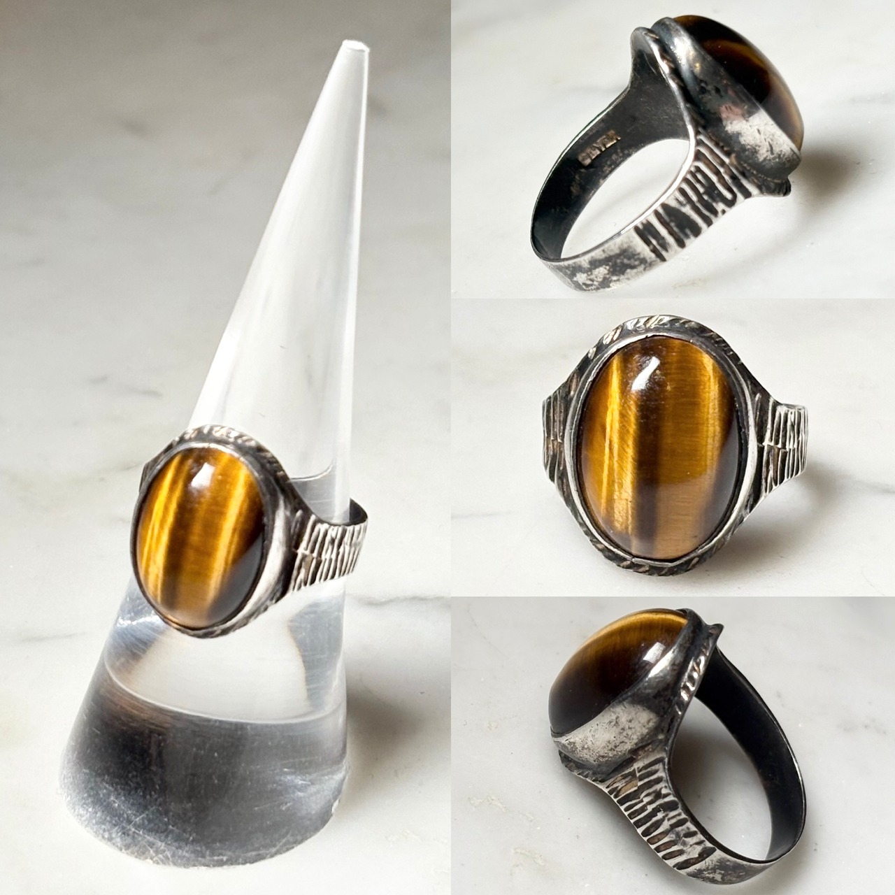 vintage silver tiger-eye ring