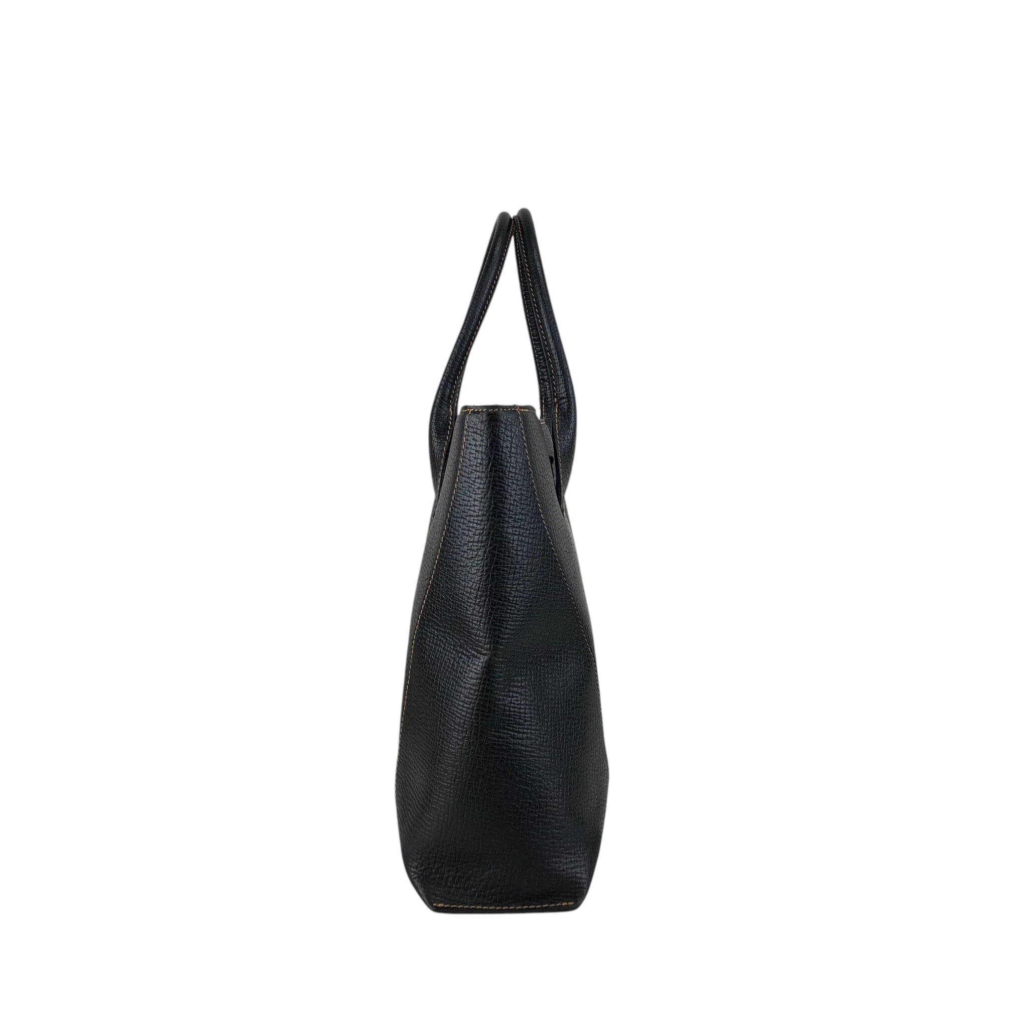 LOEWE ロエベ ハンドバッグ ブラック ロゴ型押し レザー トートバッグ