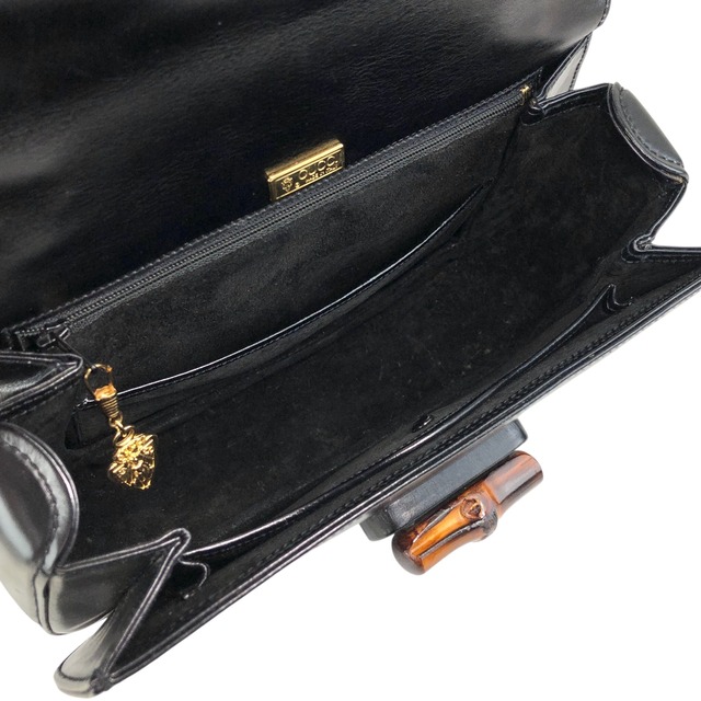 GUCCI グッチ バンブー ハンドバッグ ブラック ターンロック レザー vintage ヴィンテージ オールド 57imw4