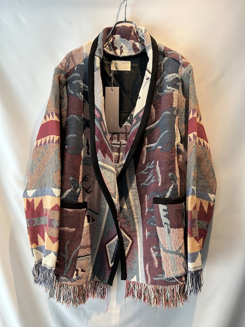 77circa  jacquard blanket fringe coat