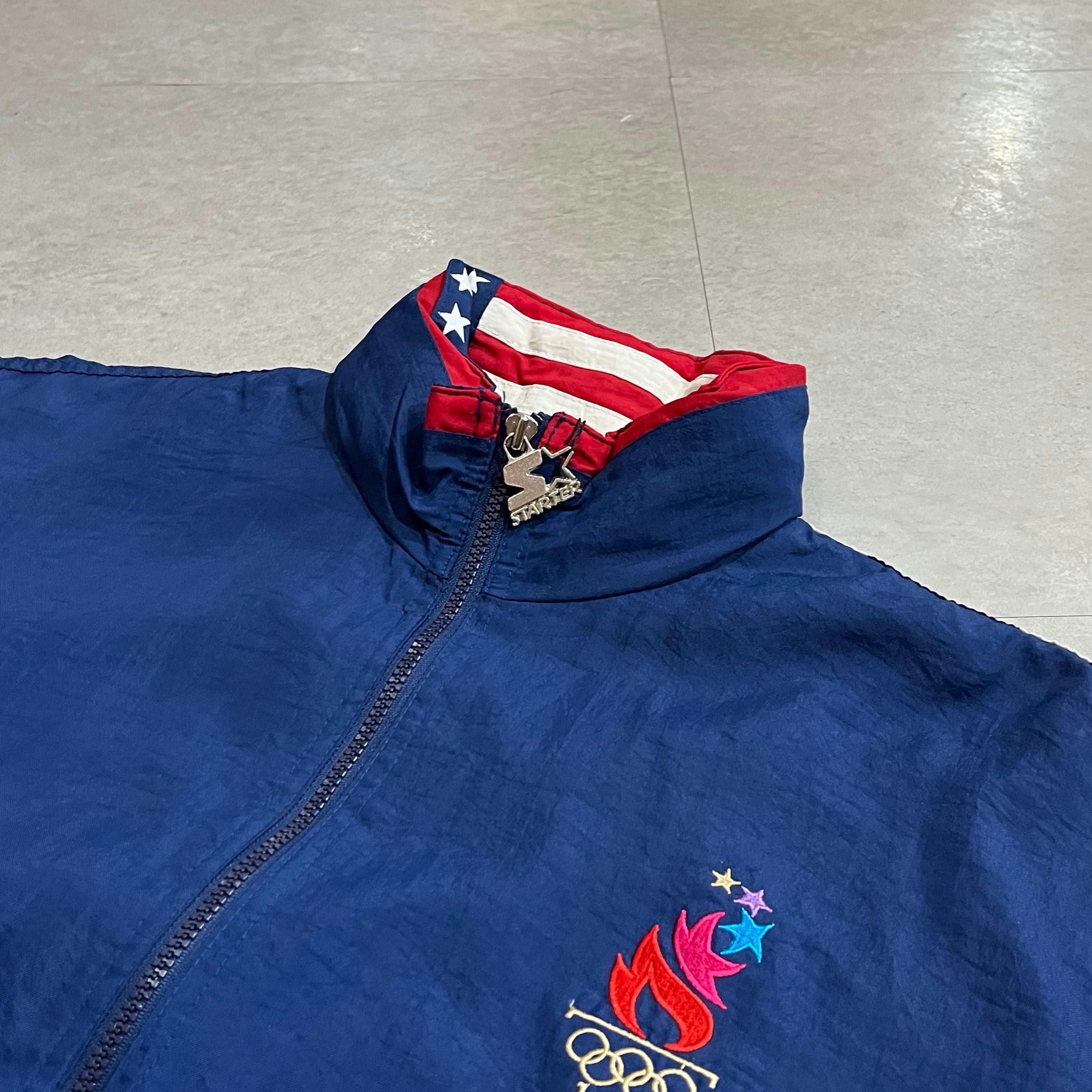 90年代 size:L【 STERTER 】スターター アトランタオリンピック ナイロンジャケット USA フード付き 古着 古着屋 高円寺 ビンテージ