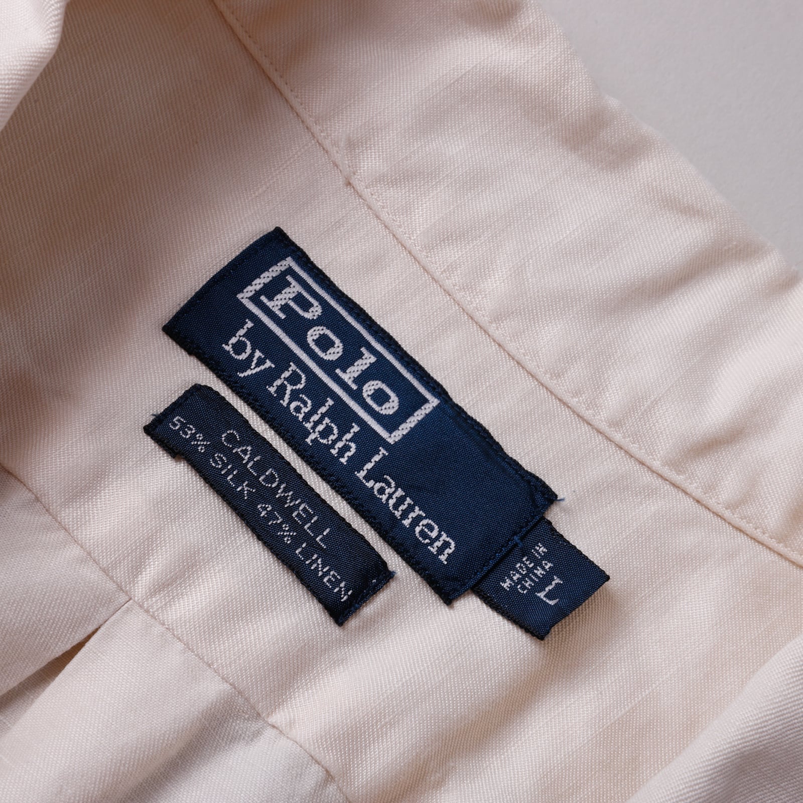 極美品】90s Ralph Lauren special silk linen open collar shirt