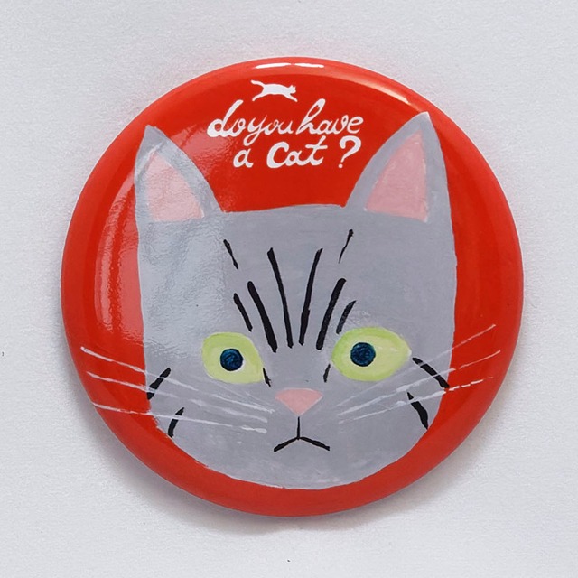 森邦保作品 猫マグネット L08（サバトラ猫イメージ）ロゴマーク付きです。