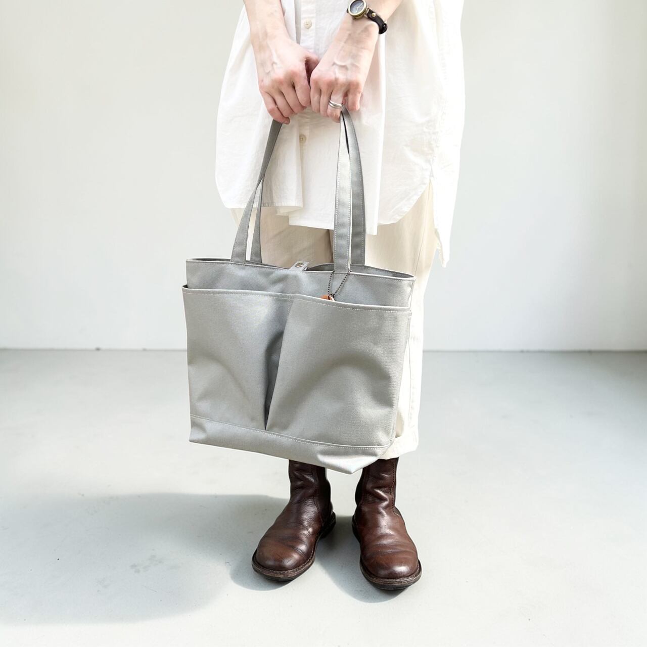 受注製作 MARKT:グレー(撥水加工ナイロン素材トートバッグ)