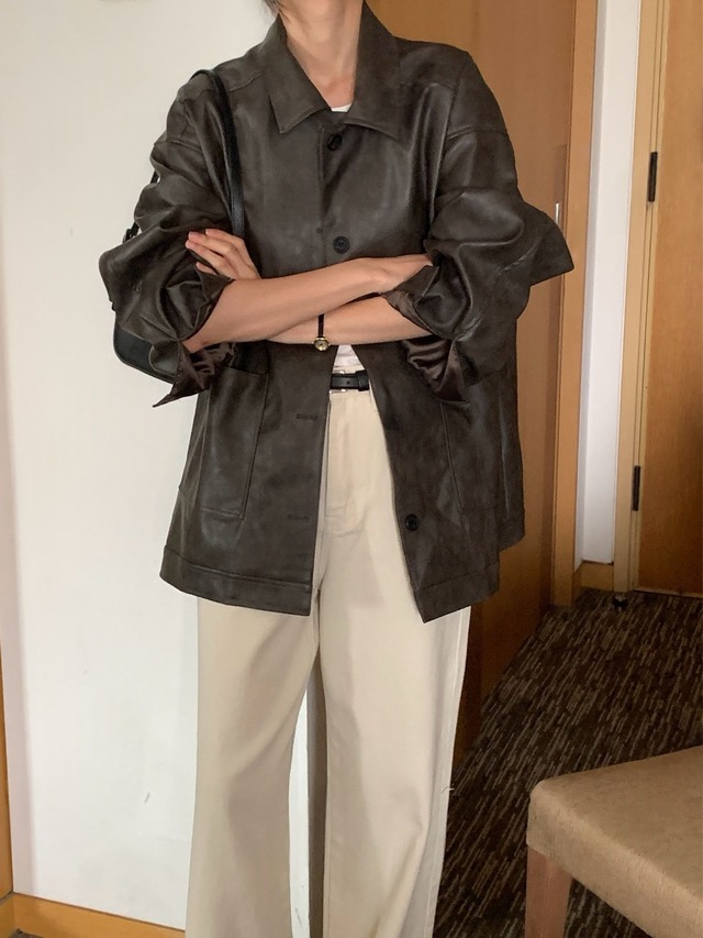 Faux Leather Oversized Jacket