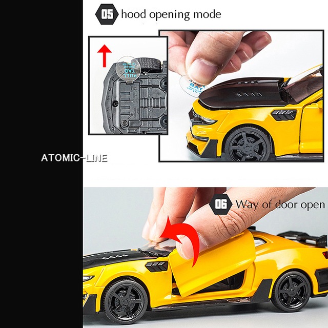 シボレー CAMARO カマロ 1/32 ミニカー 全5色 ライト点灯 エンジンサウンド 合金モデル 模型 ジオラマ