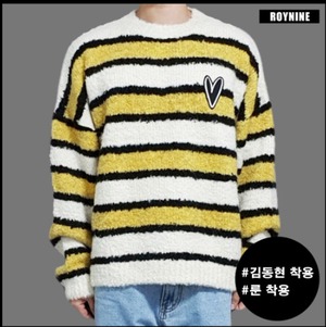 [ROYNINE] Yellow Striped Knit 正規品 韓国ブランド 韓国ファッション 韓国代行 カーディガン