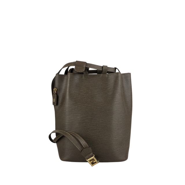 FENDI フェンディ ショルダーバッグ ブラウン FFロゴ レザー 巾着 2WAY vintage ヴィンテージ オールド z6vszr
