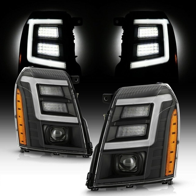 03y- シボレー エクスプレス / GMC サバナ　ヘッドライト　ブラック / LED / アンバー / カスタム