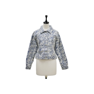 Swan blue flower lace denim jacket