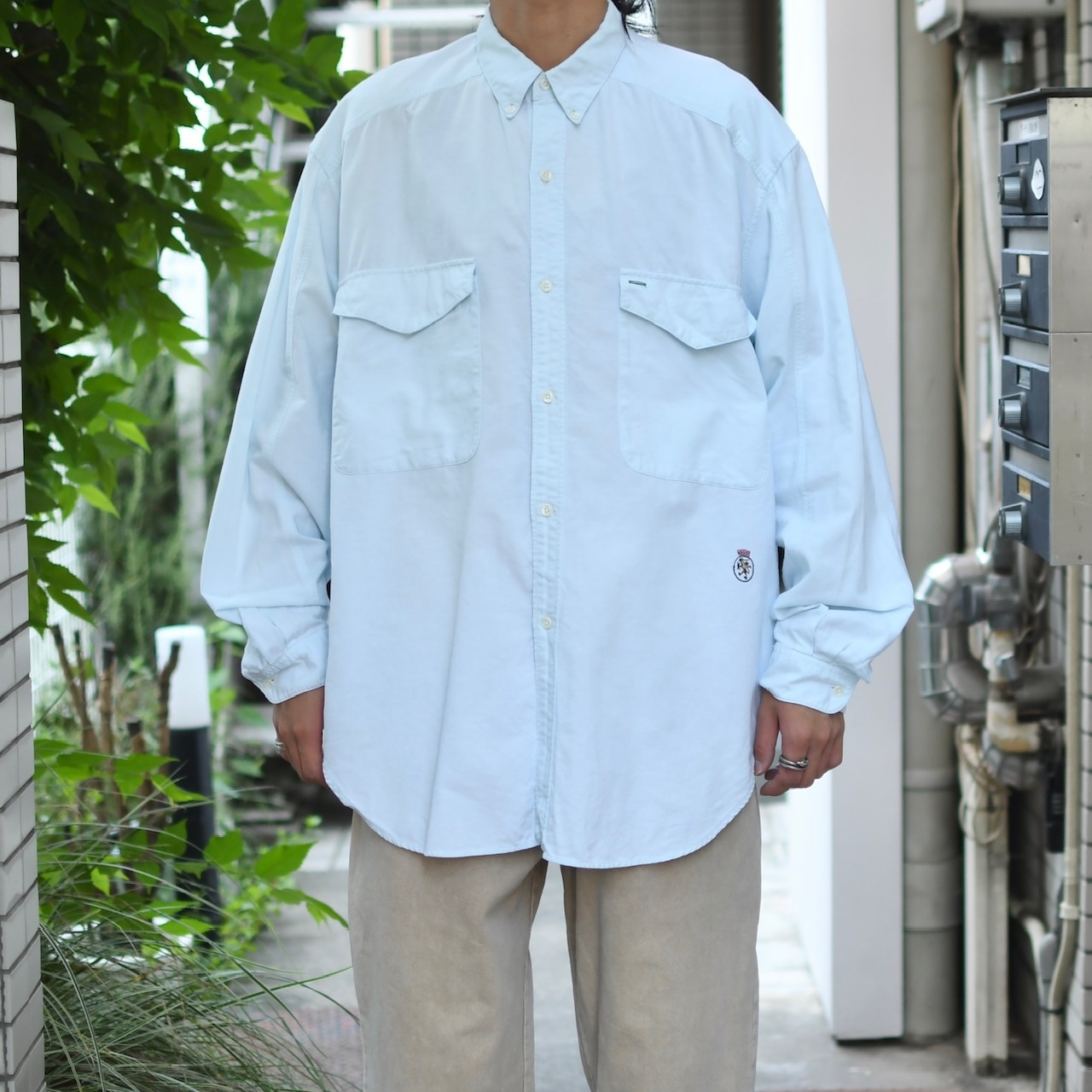 TOMMY HILFIGER 3点留め button down shirt light blue