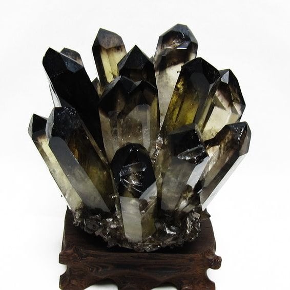 モリオン クラスター 黒水晶 原石 台座付属 一点物 182-8428