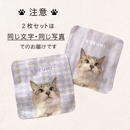 ハンカチ ミニタオル 20×20cm 2枚セット 花柄｜写真入り 名入れ｜うち