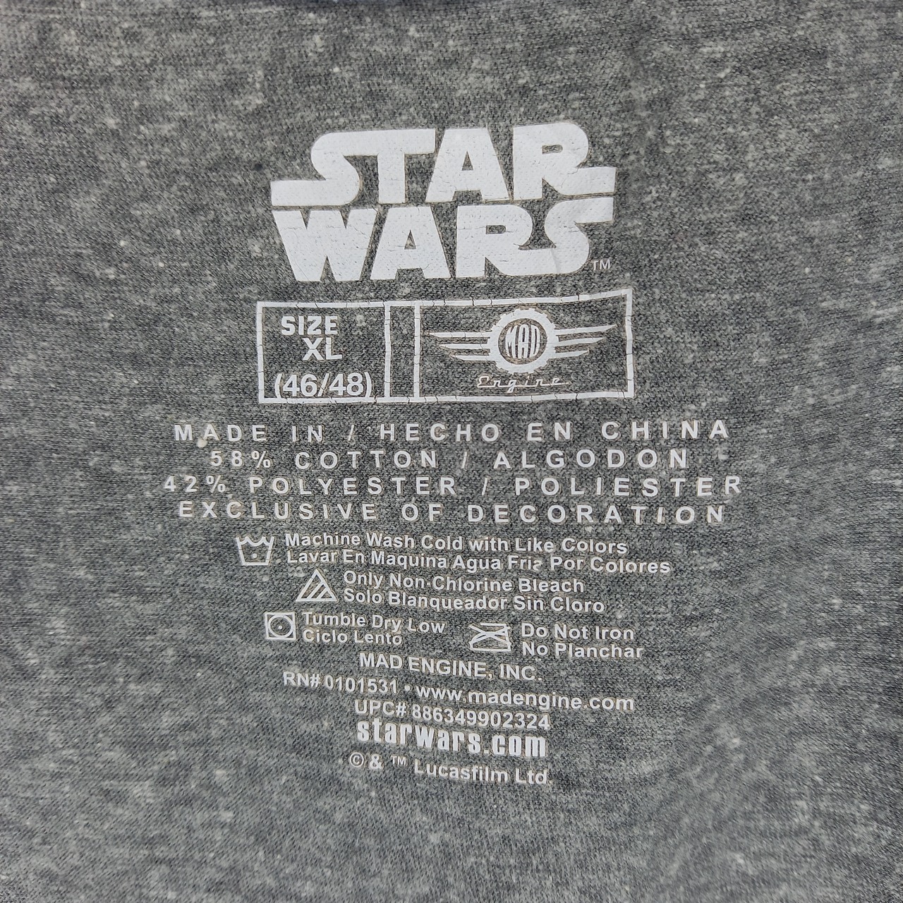 STAR WARS　半袖　ラグランTシャツ　ダースベイダー　グレー　XL