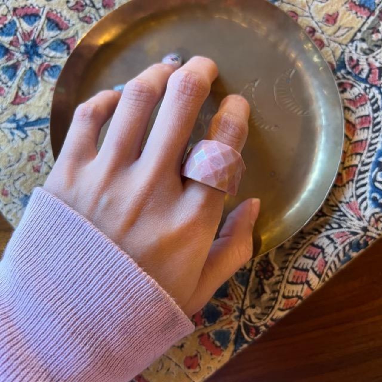 TOPANGA Jewelry 　Large Marble Pink Ring Size 11 14　Ring　Accessory　Present　Simple　Vintage　Antique