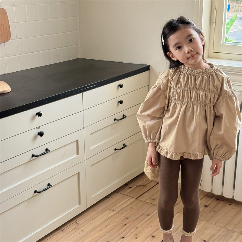 予約」80-130cm ギャザーフリルトップス | 子供服のMurababy