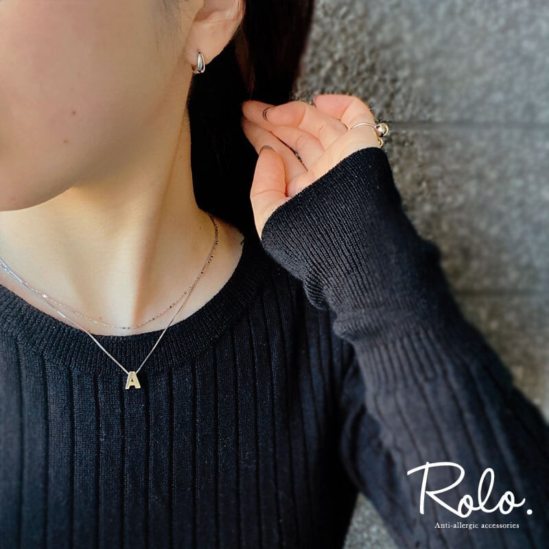 シルバー イニシャル チャーム ミニマル ネックレス S925 イニシャルネックレス シルバー925 | Roloshop BASE店