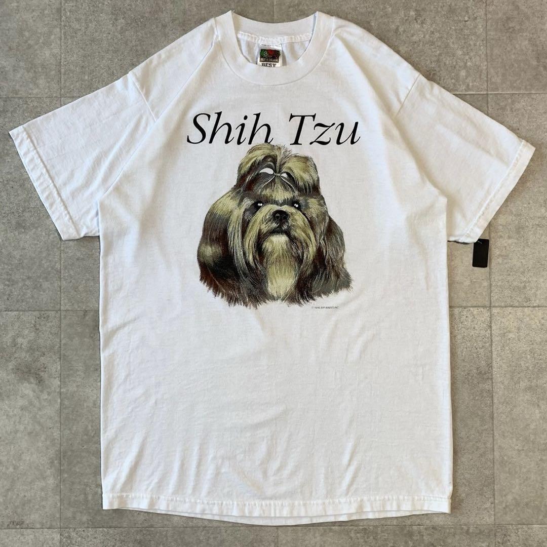 90s シーズー 犬 ドッグ tシャツ ビンテージ 白 半袖 リアル 90s シーズー 犬 ドッグ tシャツ ビンテージ 白 半袖 リアル