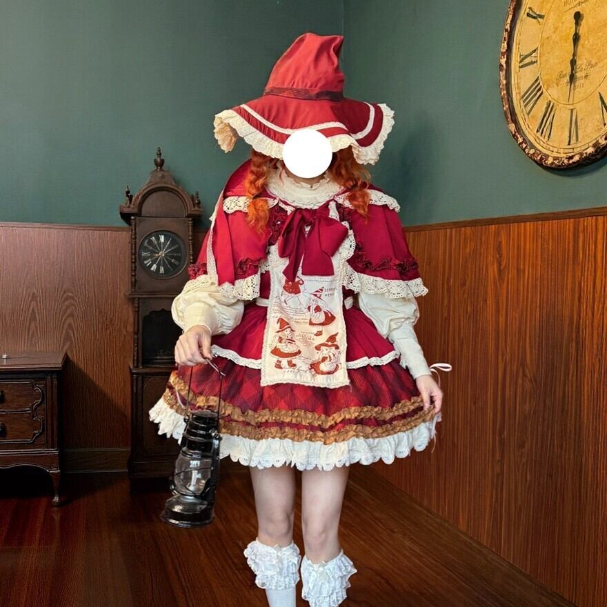 K*I様 ozz☆ozz on☆赤フリルワンピース☆ロリータ☆ゴスロリ クラシカルロリータ｜ワンピースセット 赤ずきん風デザイン イベント