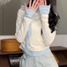 2色／バイカラーリボンハイネックトップス ・78618