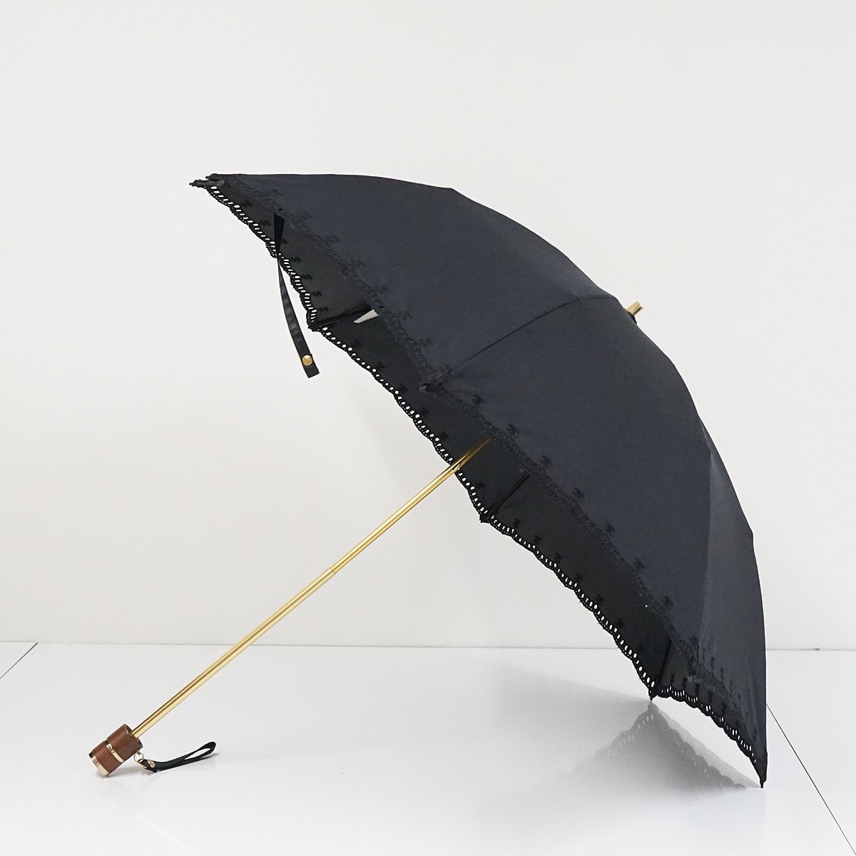 レア ヴィンテージ CELINE セリーヌ マカダム パラソル 日傘 折りたたみ日傘 CELINE セリーヌ USED美品 マカダム 刺繍 スカラップ