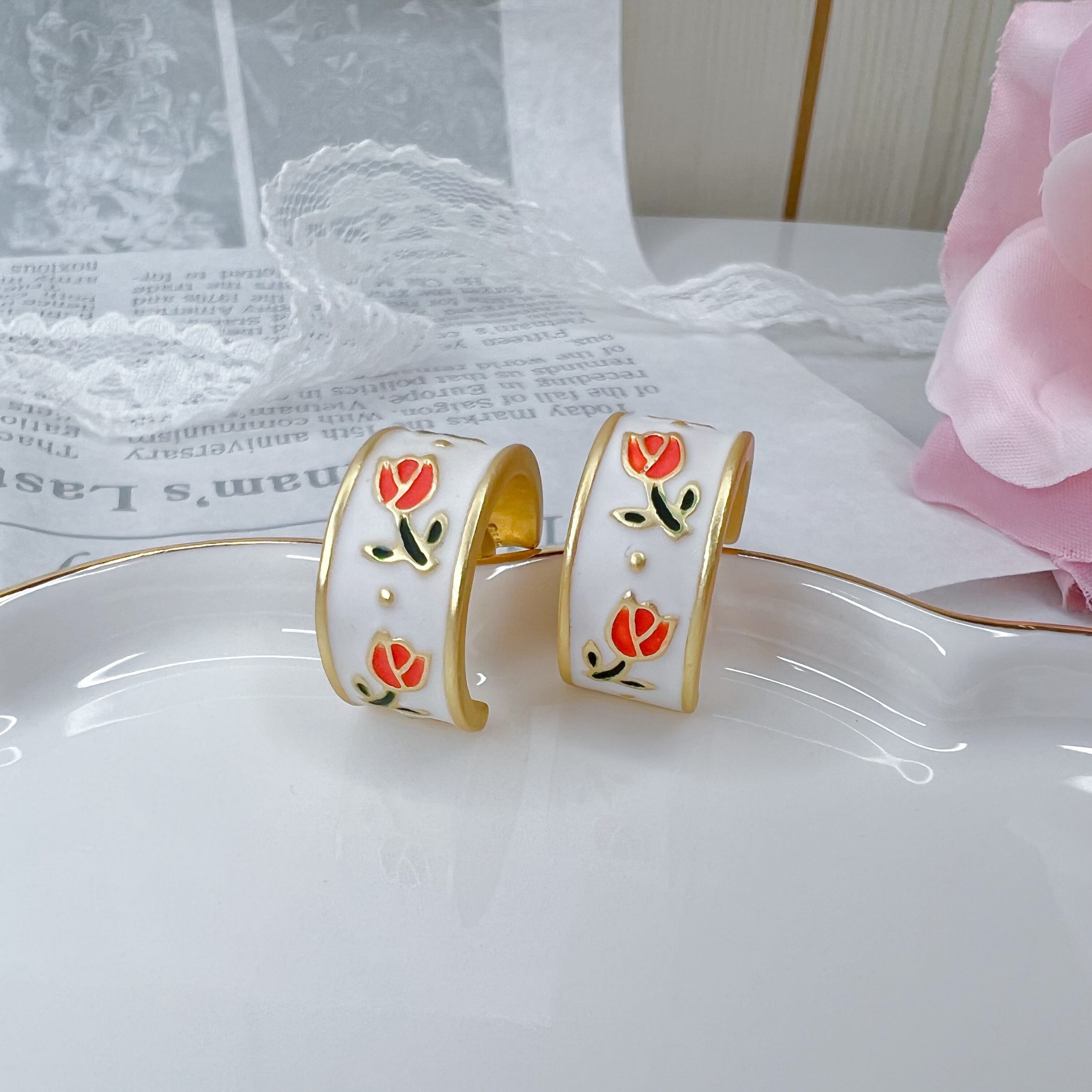 【即日発送】Tulip Ring Earrings ＊ AC-8