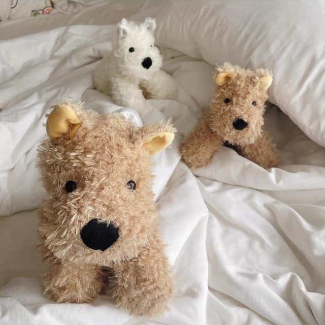 ,かわいいふわふわ犬ぬいぐるみ　ホワイト　ブラウン　22cm　30cm　ベビーファーストトイ　誕生日プレゼント　lgd0024