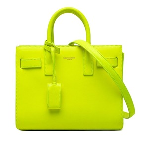 サンローラン サック ド ジュール ナノ ハンドバッグ ショルダーバッグ 2WAY イエロー レザー レディース SAINT LAURENT 【中古】