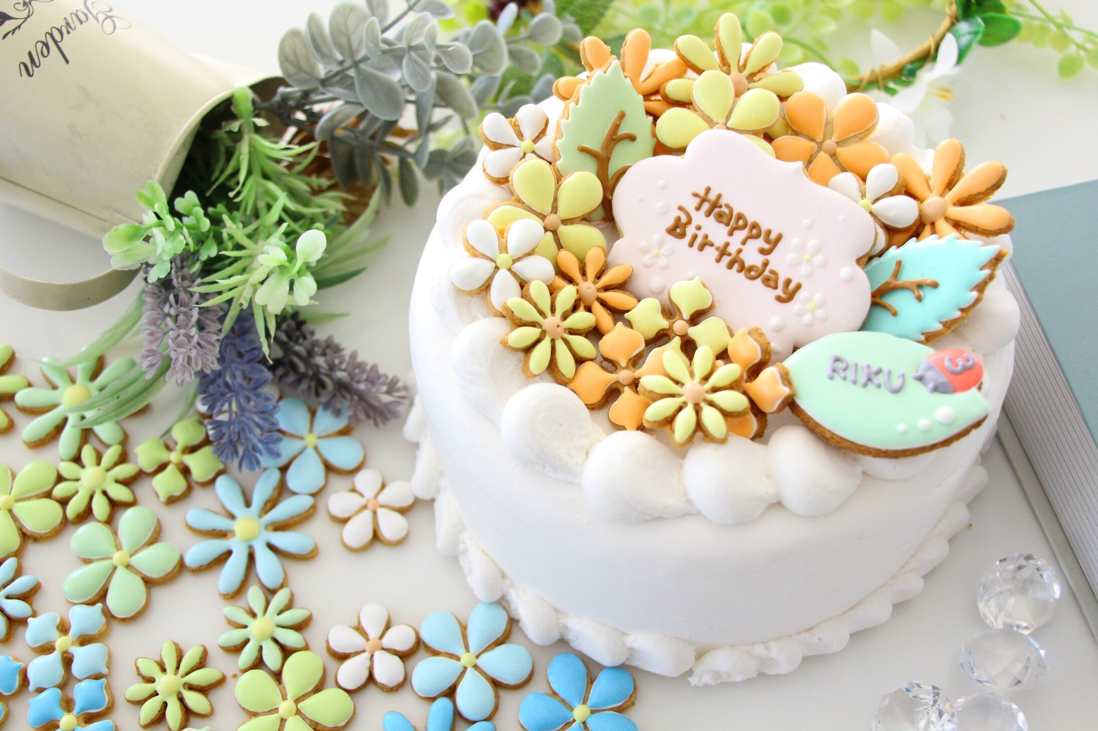 名入れ 彡お誕生日お花いっぱいガーデンアイシングクッキー バースデーケーキ飾りてんとう虫とカラフル花畑 Blue De Roi ブルー ド ロワ アイシングクッキー プチギフト専門店 名入れ 彡お誕生日お花いっぱいガーデンアイシングクッキー バースデーケーキ飾りてんとう虫とカラフル花畑 Blue De Roi ブルー ド ロワ アイシングクッキー プチギフト専門店