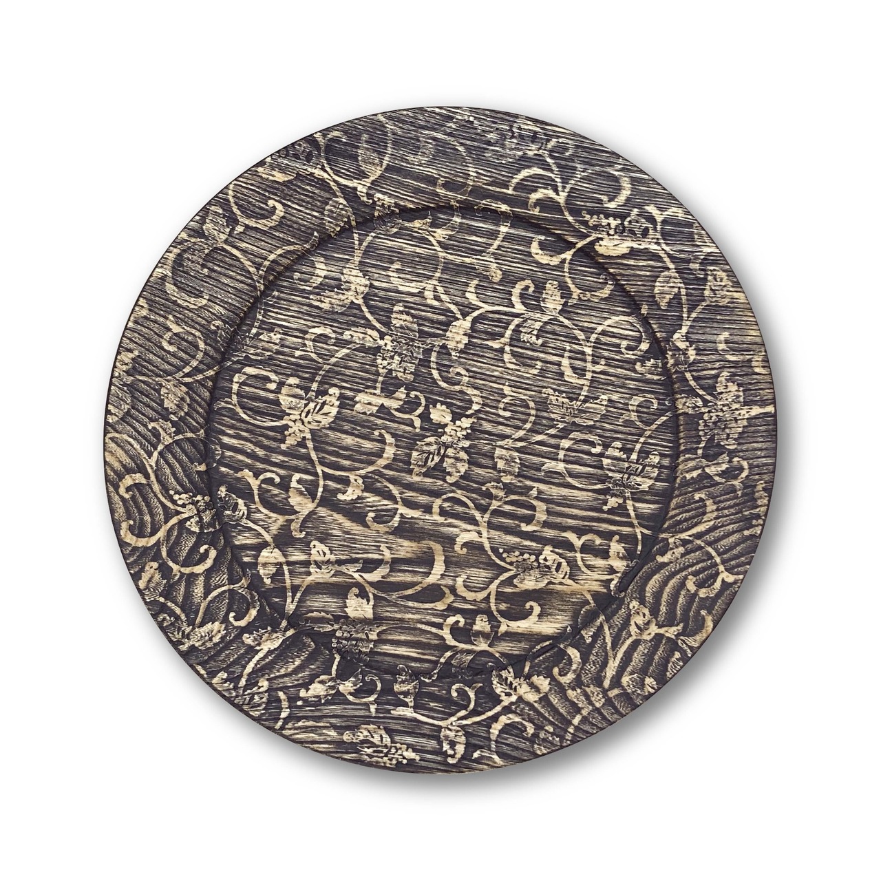 【リム皿】葡萄唐草 -黒  Large plate, Platter, Ornamental plate