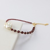 華やかさかつ上品なデザイン！ ガーネット アシメトリー シルバー ブレスレット br1015