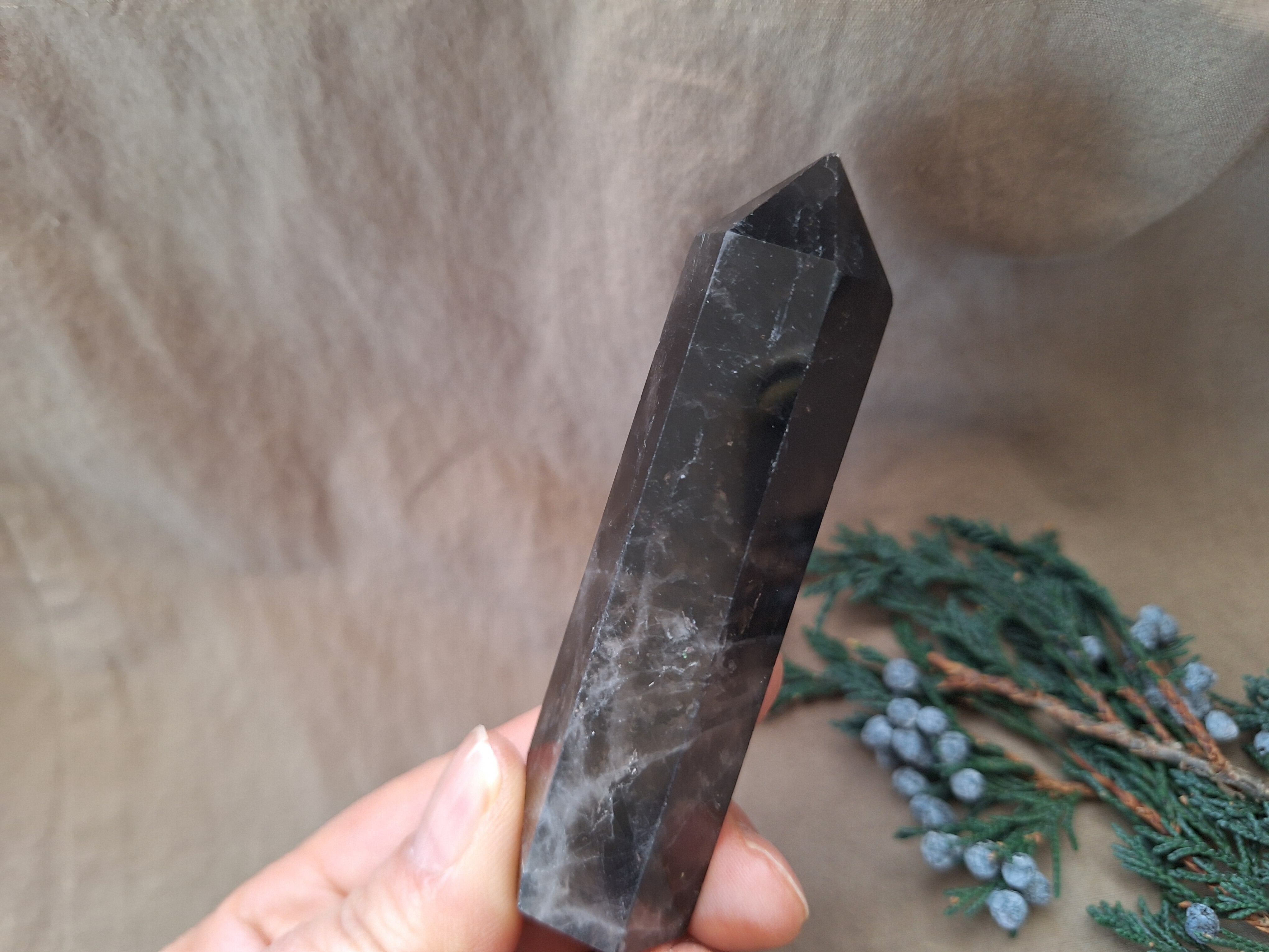 モリオン （黒水晶） 六角柱 ポイント （ 80～90g ） ⑫ | Clear