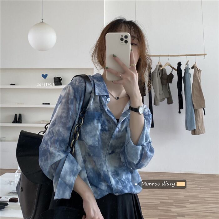 シャツ ジャケット スプリングオータムトップス ロング 春物 秋物 モンロー9200494534