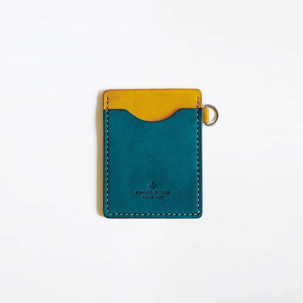 入れたまま使える ICカードケース【ターコイズ×イエロー】定期入れ