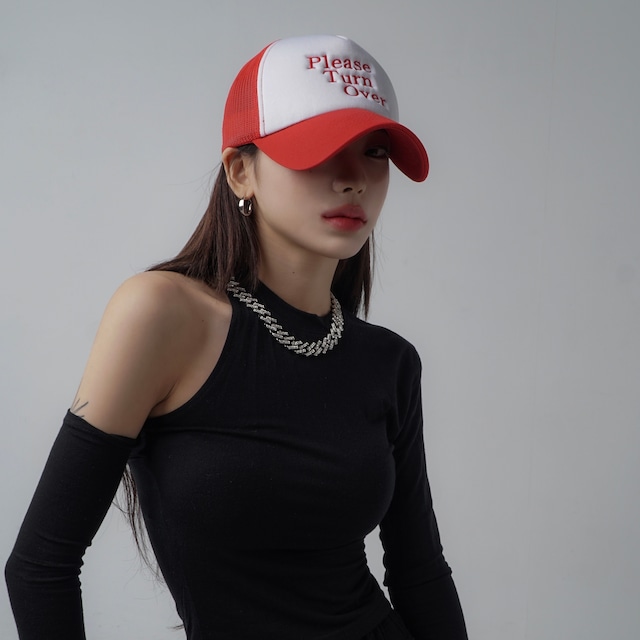 [PTOHOUSE] Please Turn Over (Red) 正規品 韓国ブランド 韓国通販 韓国代行 韓国ファッション 帽子 キャップ