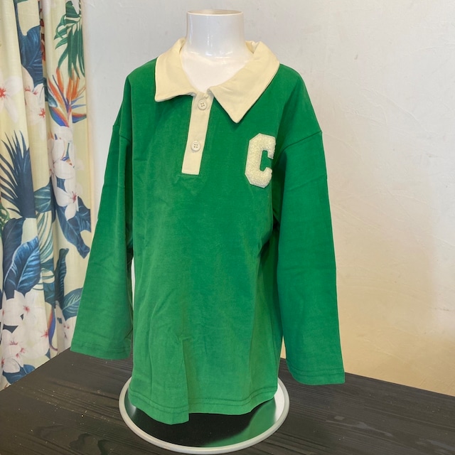 Cロゴ キッズポロシャツ長袖(GREEN)