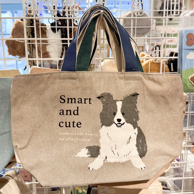 ファスナー付きミニトート　ボーダーコリー