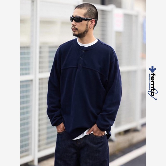 Henley neck street pullover 1051