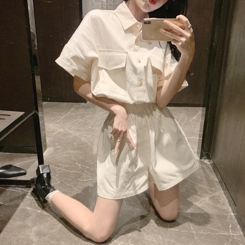 ヤンさんの自慢スウィートネットレッドスーツレディースサマーウエスタンスタイル半袖シャツトップシンウエストワイドレッグパンツ 1号婦人69746013995