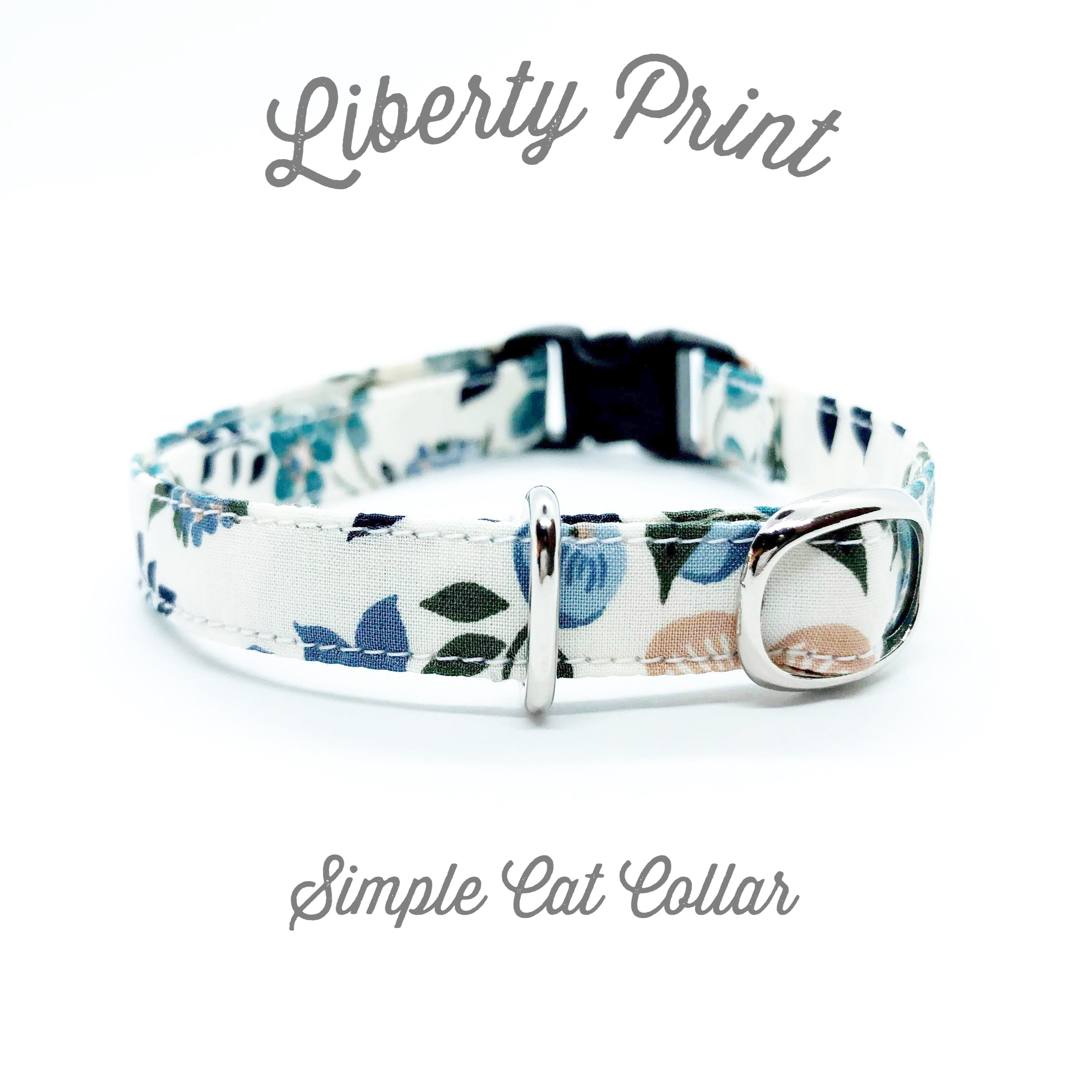 再販 猫 首輪 グリーン 花柄 リバティプリント Edenham Calico 再販 猫 首輪 グリーン 花柄 リバティプリント Edenham Calico