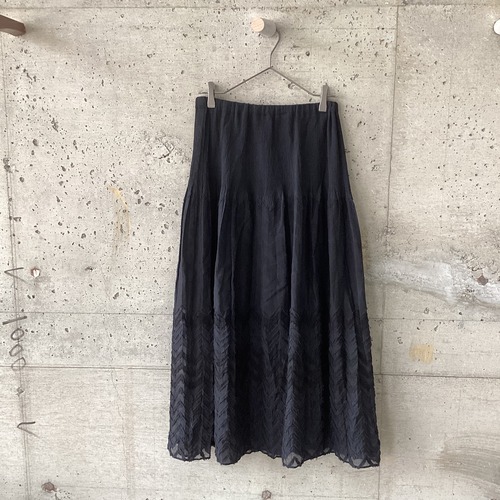 Black long skirt with sheer hem
