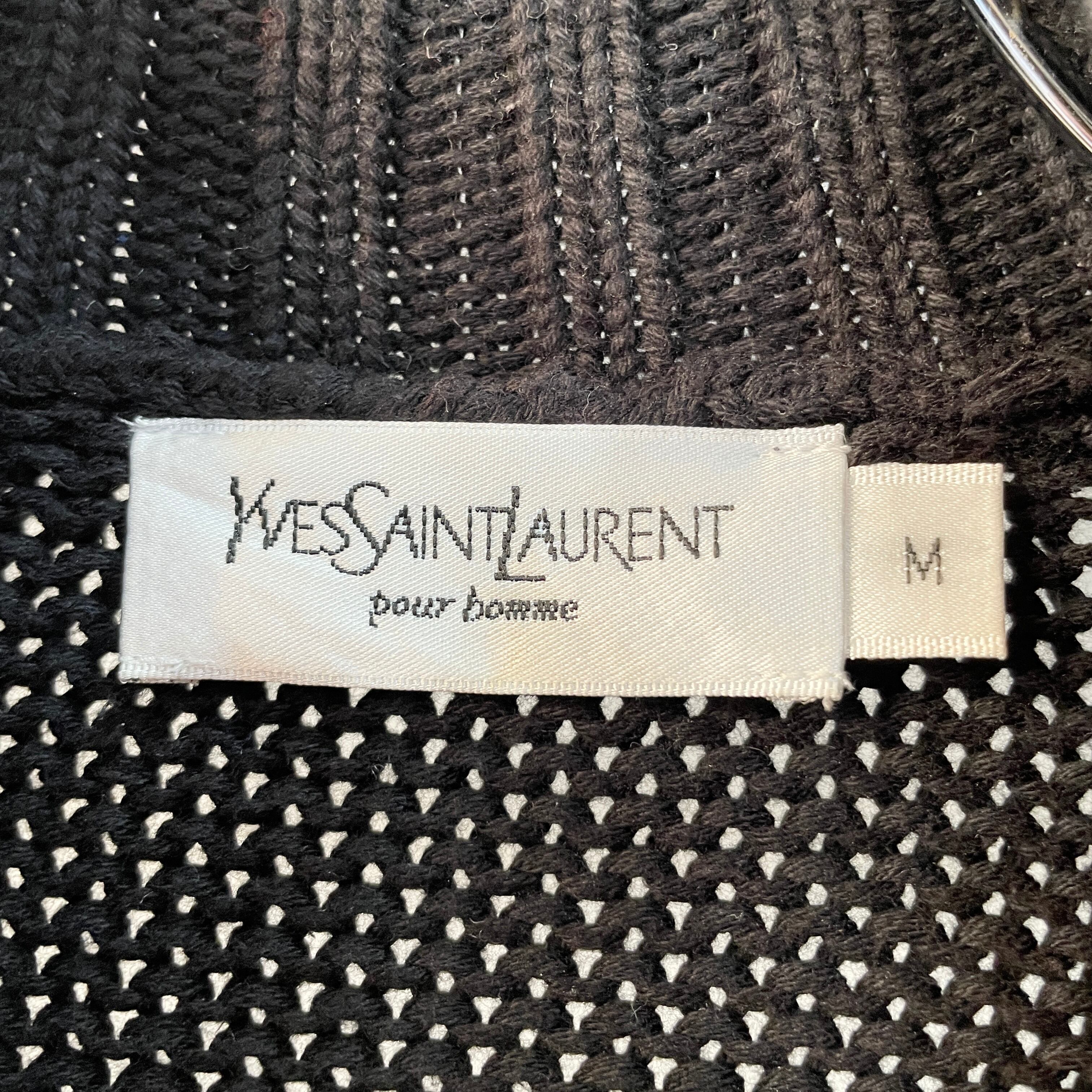 90s イヴサンローラン ドライバーズニット コットン ブラック M