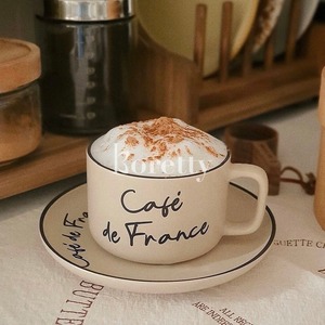 【CUP】ナチュラルフランス文字カップ＆トレーセット