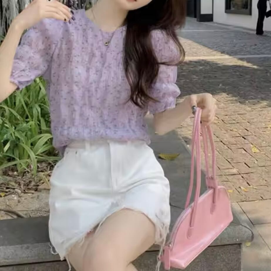 花柄シフォンブラウス