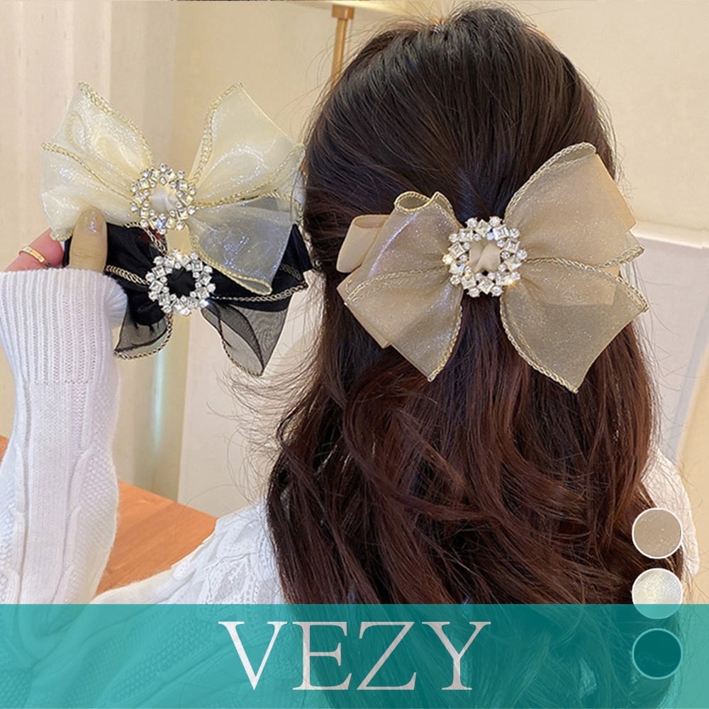 ビッグリボン ヘアクリップ リボンクリップ 光沢感 韓国風 リボン