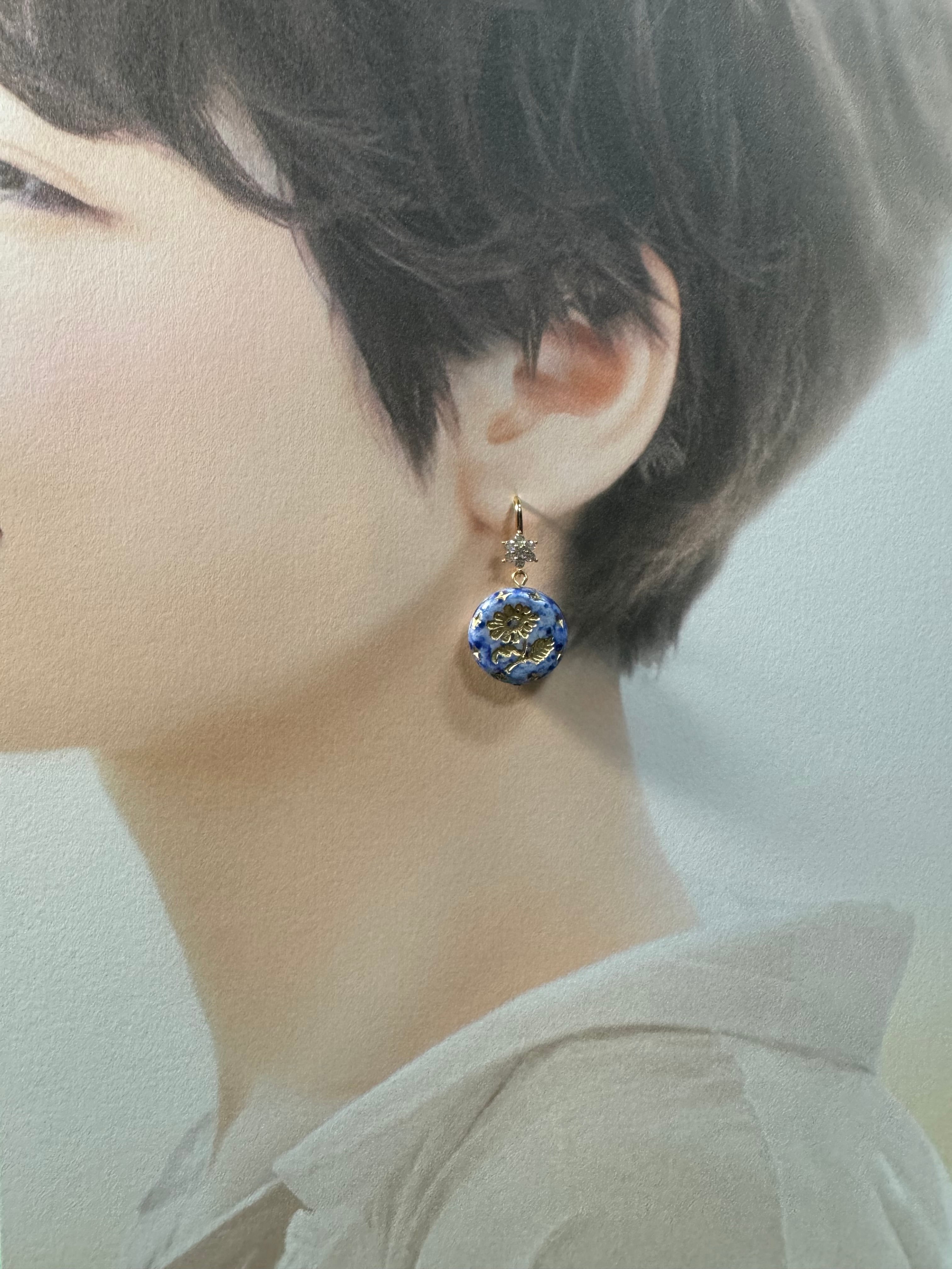 イエロー系レジンビーズのピアス 薔薇の蕾｜ハンドメイド・手芸