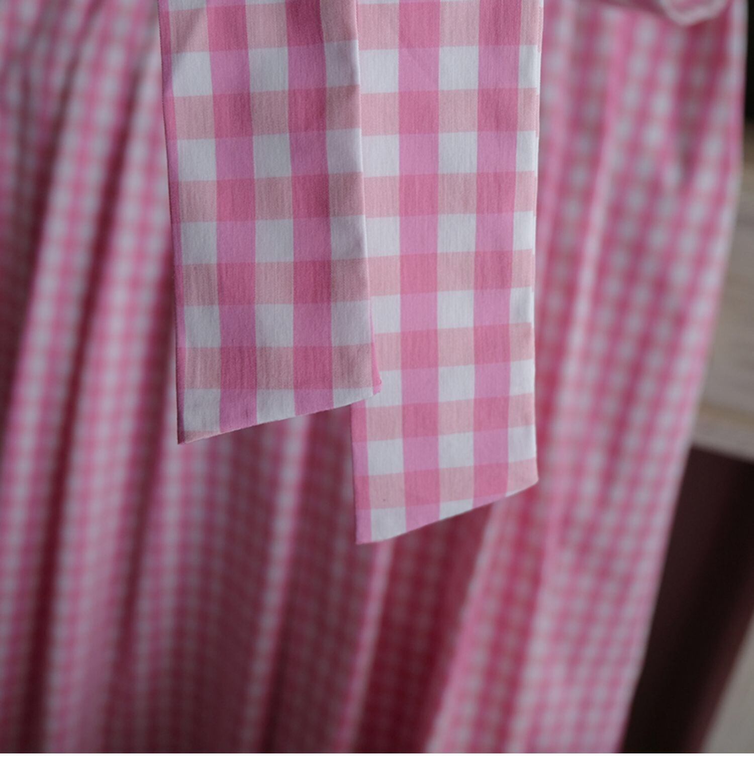 ワンピース ピンク リボン チェック ギンガムチェック ワンピース