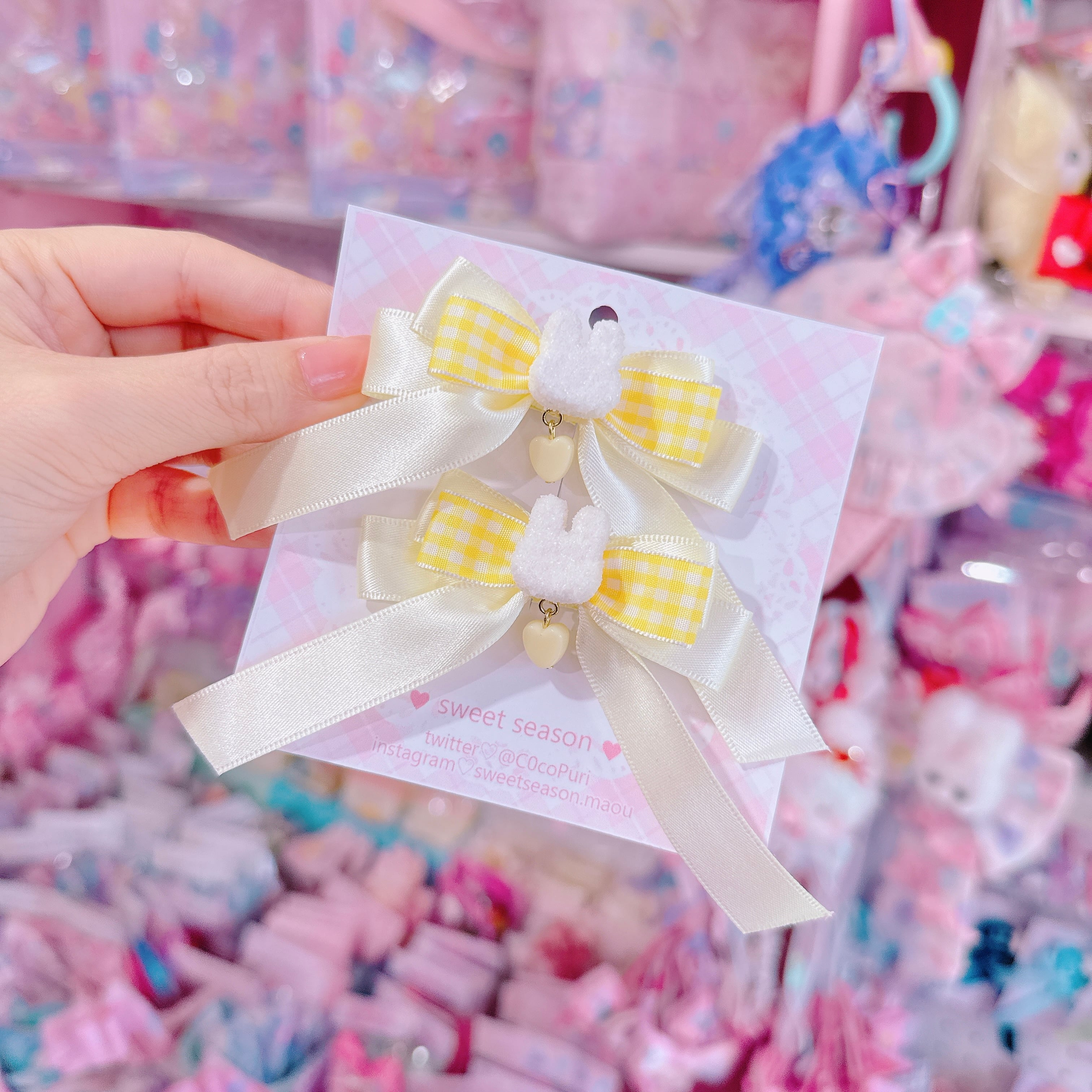 【C8】14-4うさちゃんみつあみリボンツインヘアクリップ