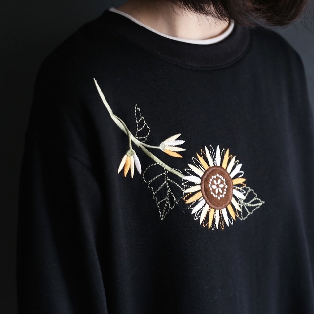 sun flower embroidery design loose sweat
